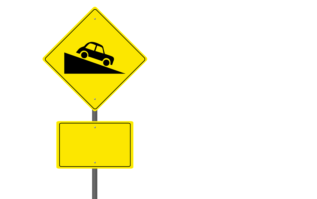 A yellow diamond-shaped warning sign