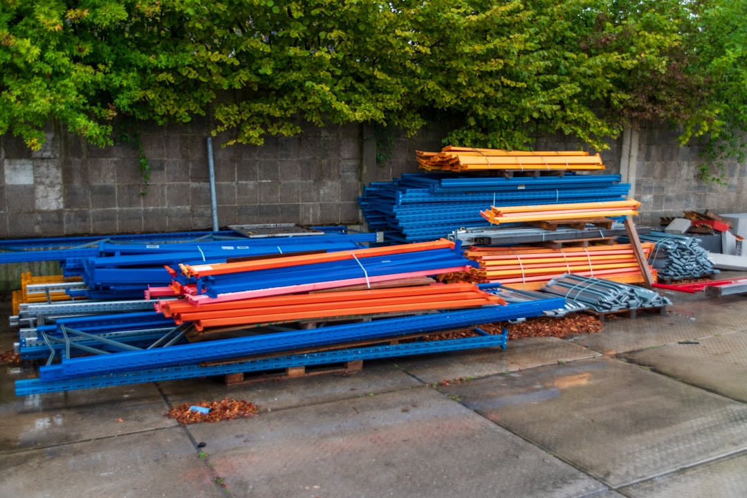 Busy warehouse distribution center with organized inventory, shelving, and logistics operations in progress